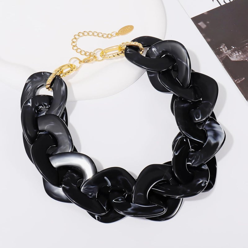 Bocar Statement Chunky Acrylic Cuban Choker Necklace Fashion Bib Collar Chain Necklace for Women(NK-10666) - Image 4